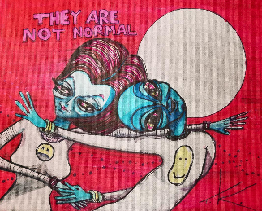 Aliens in Love acrylic painting by Tim Kelly Similar Alien