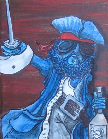 Alien Pirate acrylic painting by Tim Kelly Similar Alien Red Beard Blue Beard