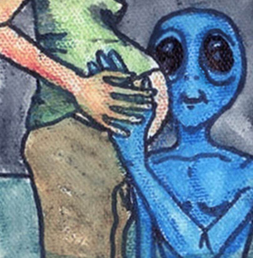 Prego Aliens in Love acrylic painting by Tim Kelly Similar Alien