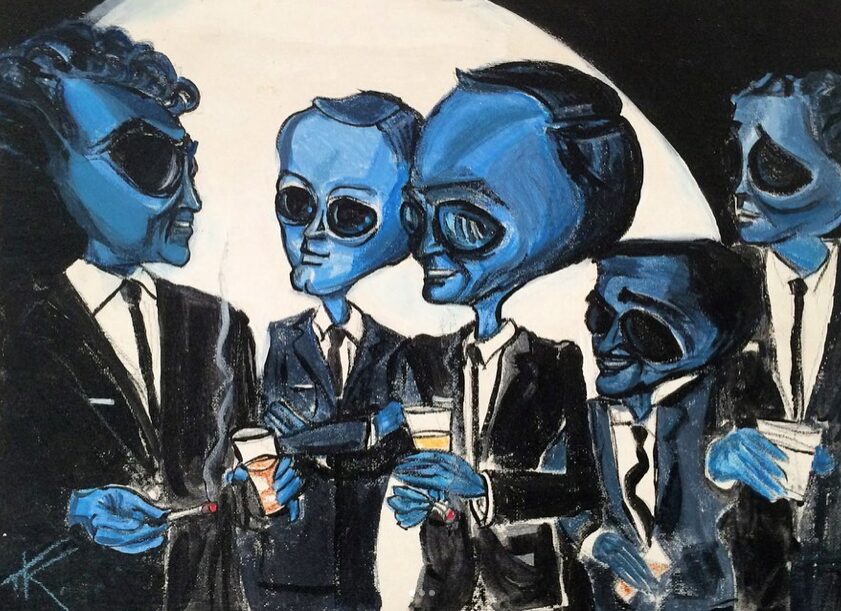 Alien Rat Pack crooners acrylic painting by Tim Kelly Similar Alien entertainment cool