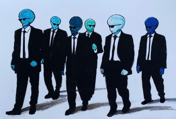 Alien Reservoir Dogsmovie acrylic painting by Tim Kelly Similar Alien entertainment black tie