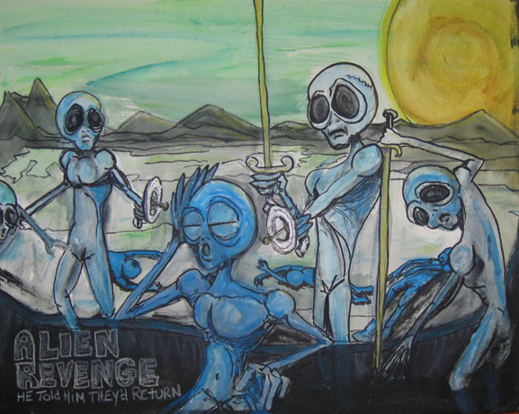Alien Revenge acrylic painting by Tim Kelly Similar Alien Life war