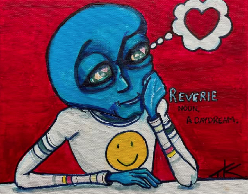 Aliens in Love acrylic painting by Tim Kelly Similar Alien Reverie
