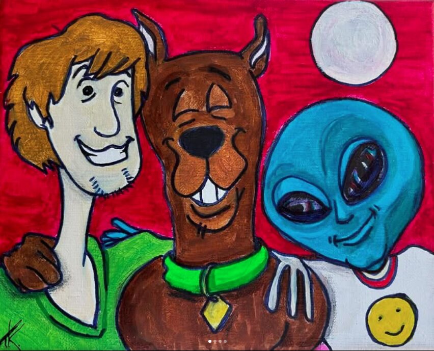 Alien Scooby Doo TV show acrylic painting by Tim Kelly Similar Alien entertainment Shaggy