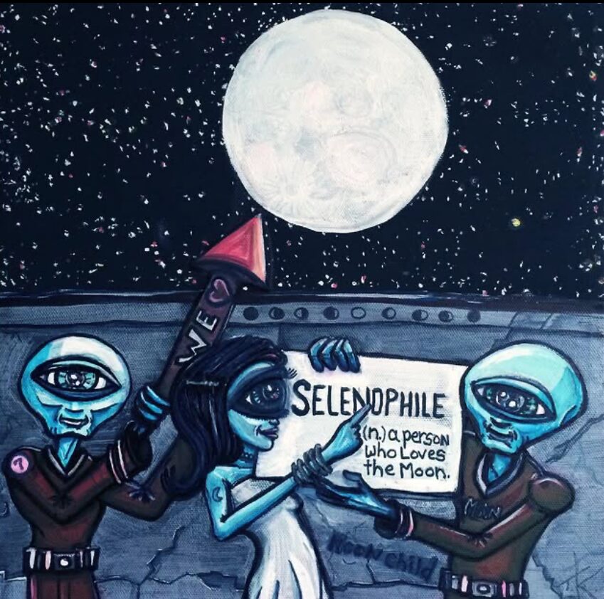 alien art full moon by Tim Kelly similar alien moon selenophile