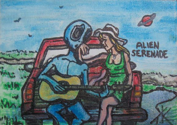 Alien serenade acrylic painting by Tim Kelly Similar Alien music