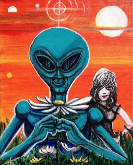 Aliens in Love acrylic painting by Tim Kelly Similar Alien