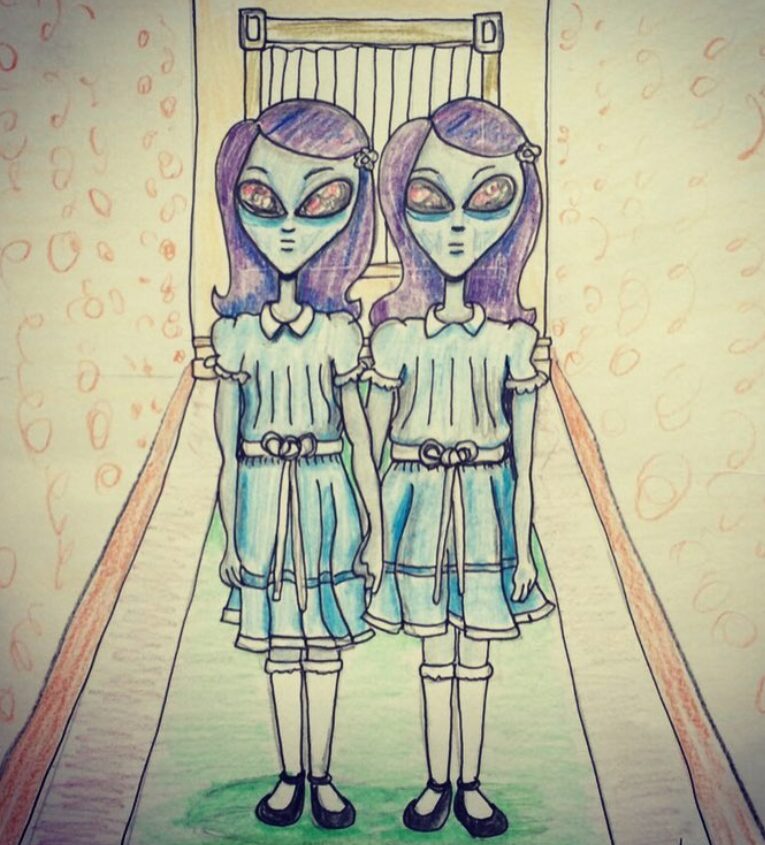 Alien Shining scary movie acrylic painting by Tim Kelly Similar Alien entertainment Grady twins