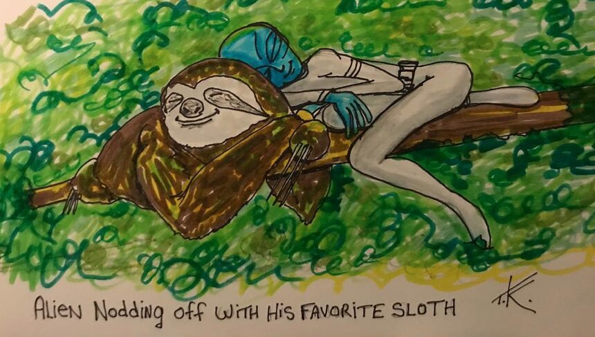 alien art sloth by Tim Kelly similar alien sleep