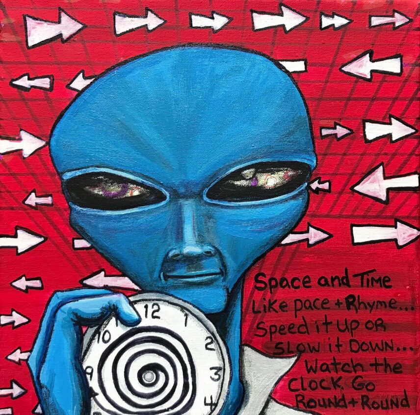 Alien Space Timeacrylic painting by Tim Kelly Similar Alien Life clock