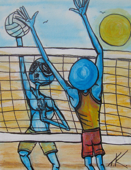 alien art sports by Tim Kelly similar alien activity volleyball spike