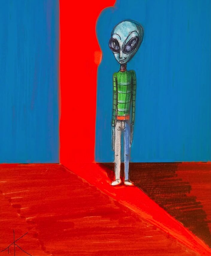 Alien Step into light acrylic painting by Tim Kelly Similar Alien Life illuminate
