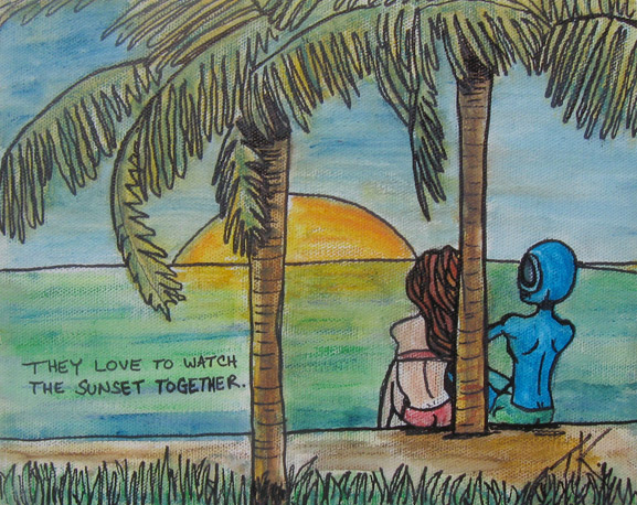 alien art surf beach by Tim Kelly similar alien ocean sunset