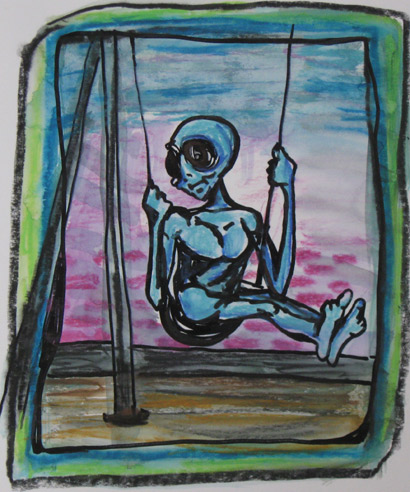 Alien swing acrylic painting by Tim Kelly Similar Alien Life daydream