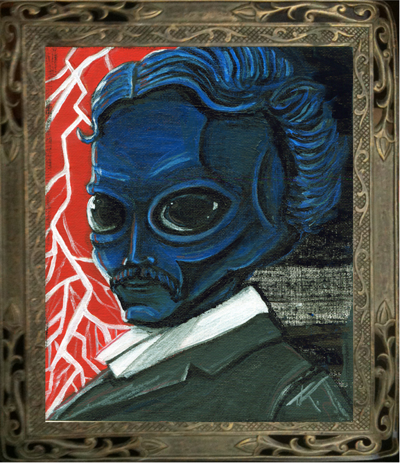 Alien Nicola Tesla acrylic painting by Tim Kelly Similar Alien