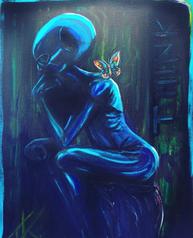 Alien Thinker acrylic painting of sculpture by Auguste Rodin
Created by Tim Kelly Similar Alien