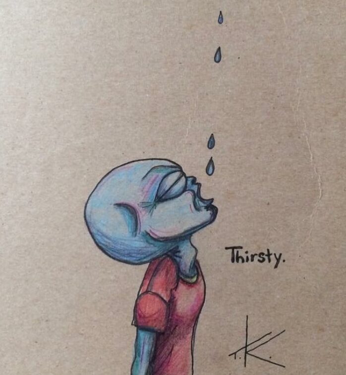 Alien Thirsty acrylic painting by Tim Kelly Similar Alien Life rain