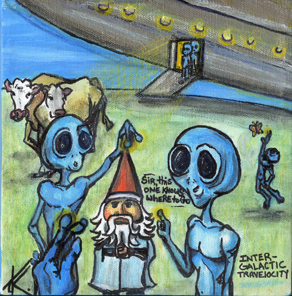alien art cowsn by Tim Kelly similar alien butterfly gnome