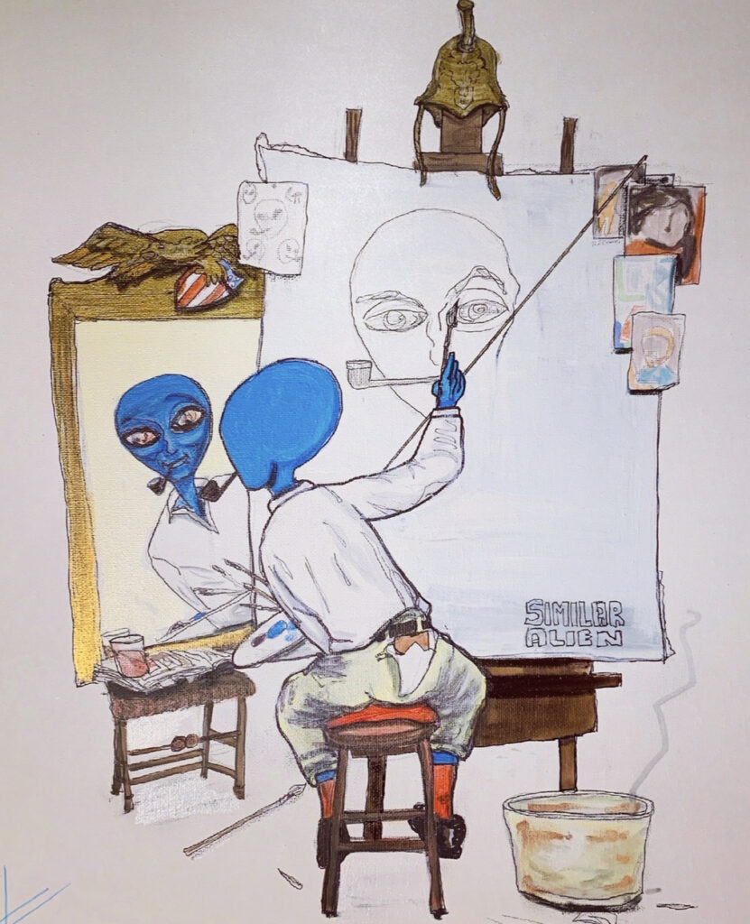Alien Triple Self Portrait is an acrylic painting rendition of the classic painting by Norman Rockwell
Created by Tim Kelly Similar Alien