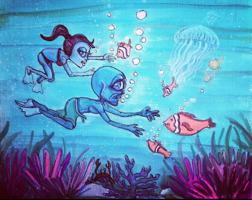 alien art surf beach by Tim Kelly similar alien ocean underwater scuba dive