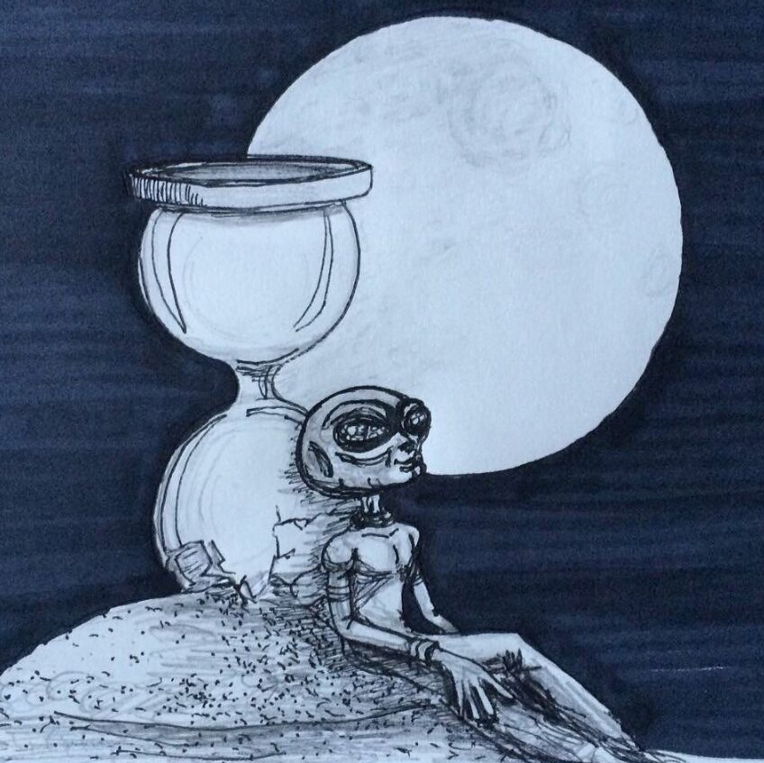 alien art full moon by Tim Kelly similar alien moon time