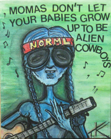 Alien Willie Nelson acrylic painting by Tim Kelly Similar Alien music