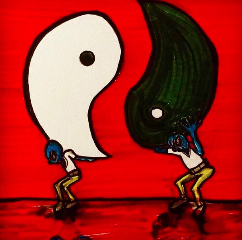Alien Yin Yang acrylic painting by Tim Kelly Similar Alien Life balance