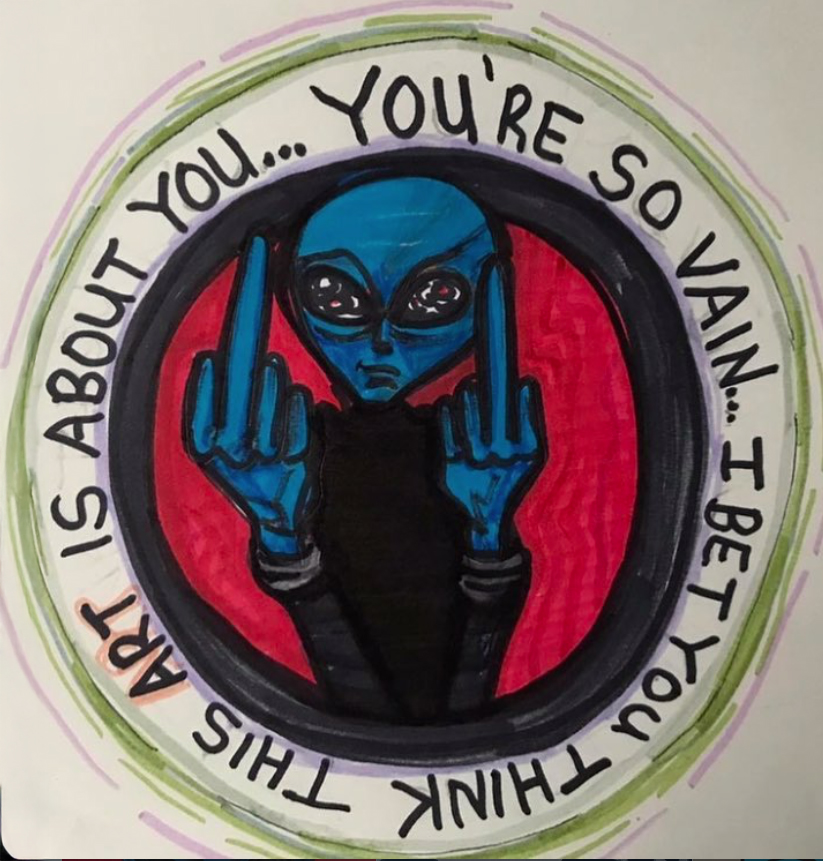 You're so vain Aliens in Love acrylic painting by Tim Kelly Similar Alien