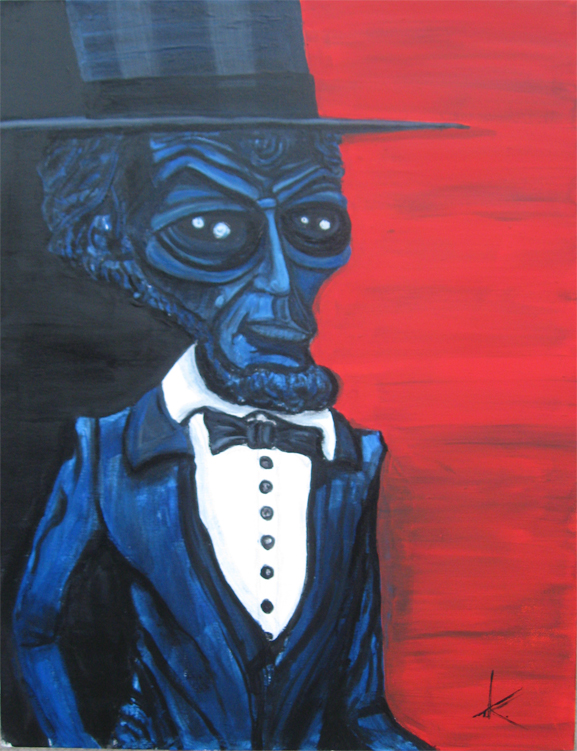 Alien Abe Lincoln acrylic painting by Tim Kelly Similar Alien