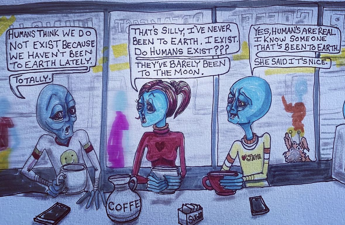 alien art coffee by Tim Kelly similar alien java cup bean friends