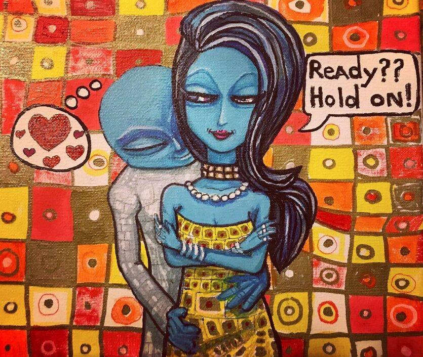 Aliens in Love acrylic painting by Tim Kelly Similar Alien