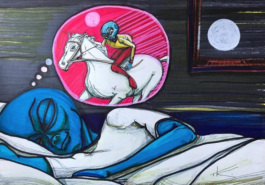 alien art full moon by Tim Kelly similar alien moon horse dream sleep