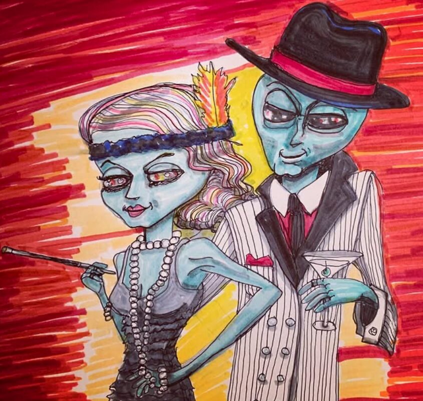 Alien Roaring 20's acrylic painting by Tim Kelly Similar Alien