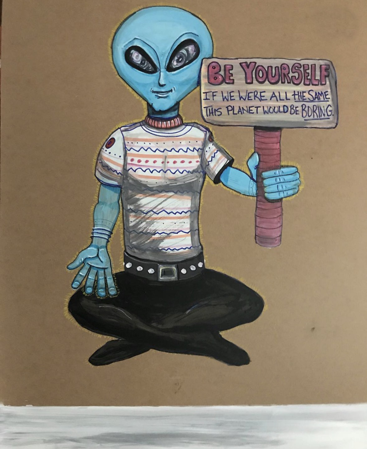 Alien art acrylic painting by Tim Kelly Similar Alien Life Be yourself