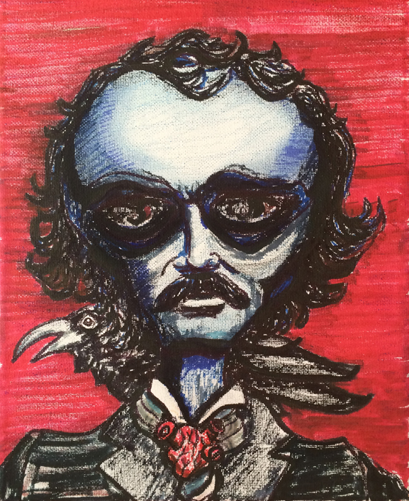 alien art Edgar Allen poe by Tim Kelly similar alien raven book writer poetry tell tail heart