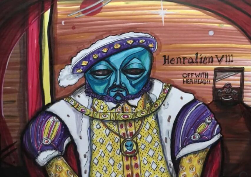 Alien King Henry VIII acrylic painting by Tim Kelly Similar Alien Henralien VIII