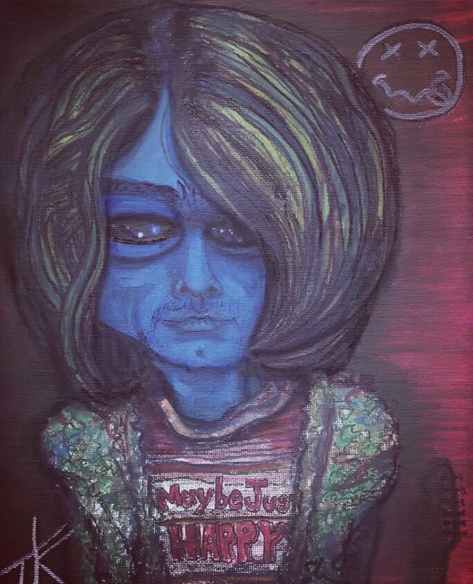Alien Curt Cobain acrylic painting by Tim Kelly Similar Alien music Curt Cobalien