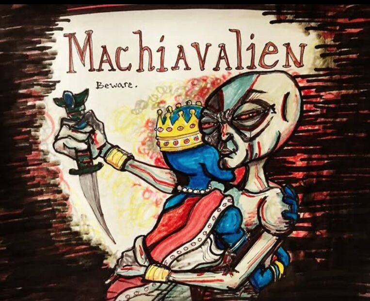 Alien Machiavelli  acrylic painting by Tim Kelly Similar Alien Machiavalien