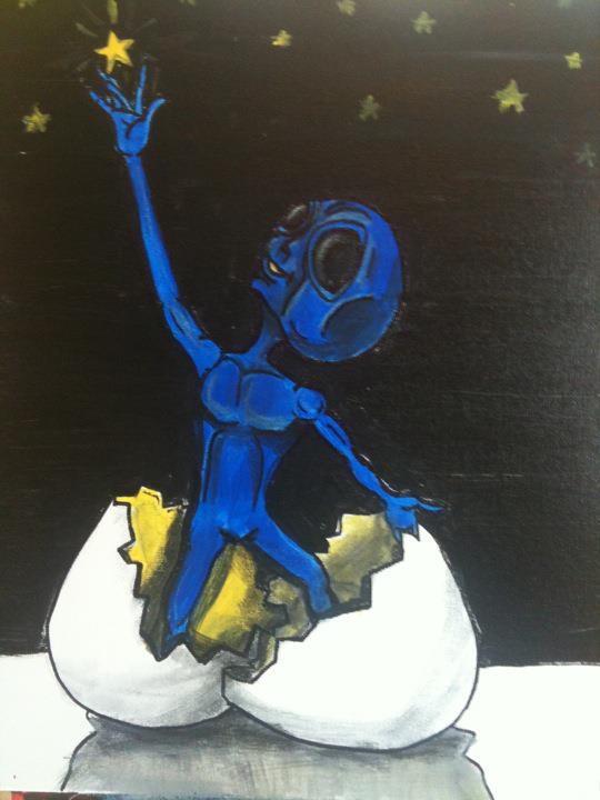 Alien reach for the stars acrylic painting by Tim Kelly Similar Alien Life rebirth