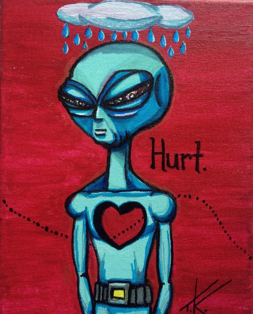 Hurt Aliens in Love acrylic painting by Tim Kelly Similar Alien