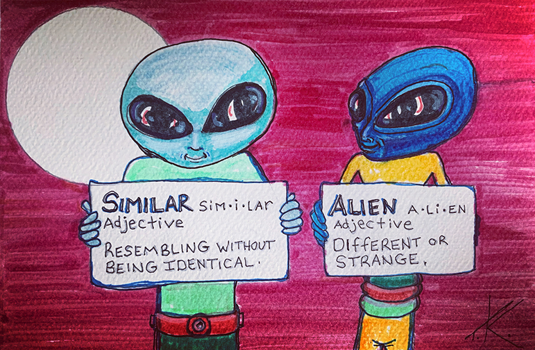 alien art define by Tim Kelly similar alien same different