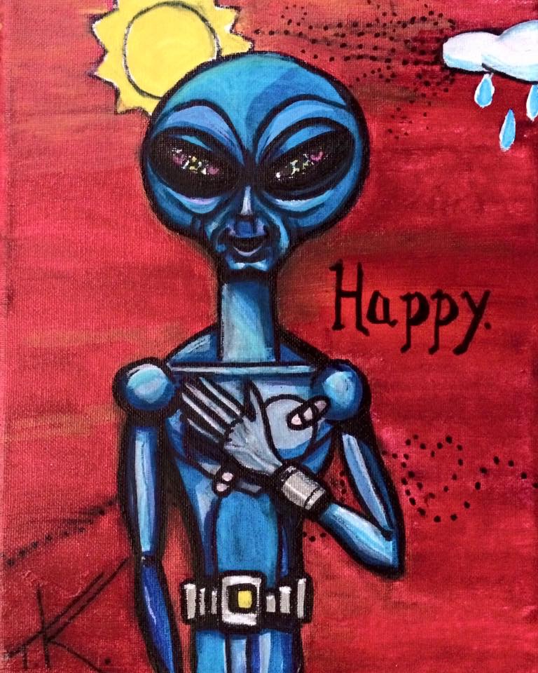 Happy Aliens in Love acrylic painting by Tim Kelly Similar Alien