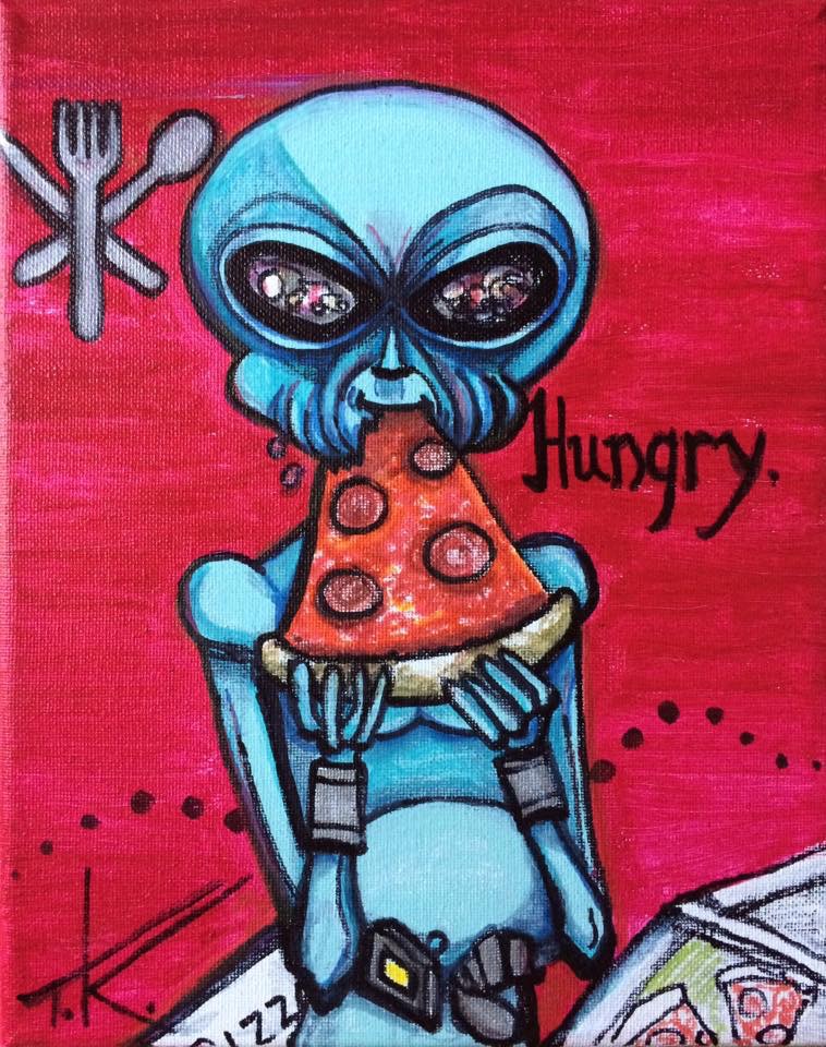 Alien Hungry acrylic painting by Tim Kelly Similar Alien Life munchies