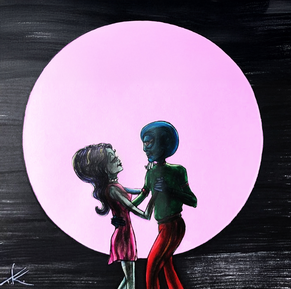 alien art full moon by Tim Kelly similar alien moon dance