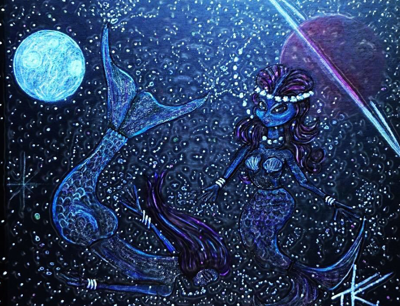 alien art surf beach by Tim Kelly similar alien ocean mermaids stars