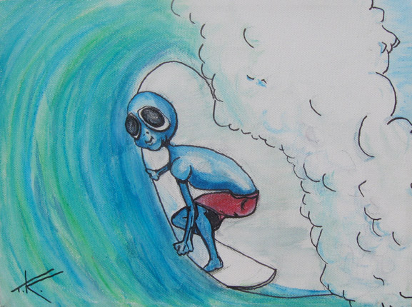 alien art surf beach by Tim Kelly similar alien ocean tube barrel